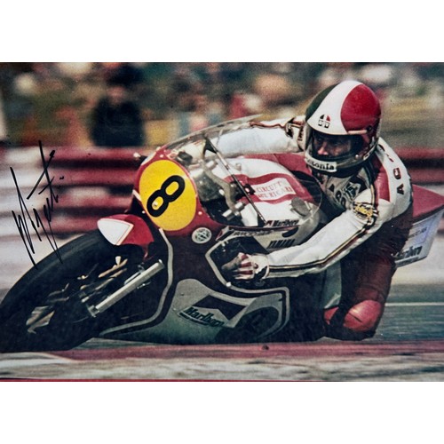 430 - Framed signed Giacomo Agostini picture. Agostini won 15x World Championships in Grand Prix Motorcycl... 