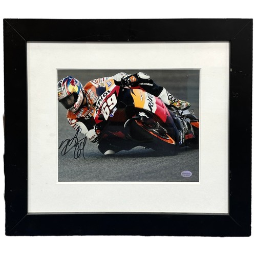 431 - Framed signed Nicky Hayden picture. Nicky Hayden won the MotoGP Championship in 2006. COA Famous Ret... 