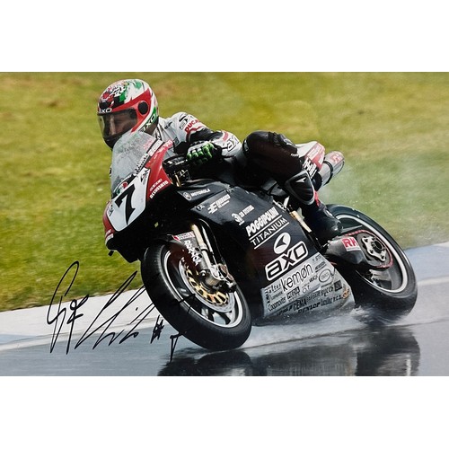 434 - Framed signed Pierfrancesco Chili picture. Chili is a former motorcycle racer who competed in the Su... 