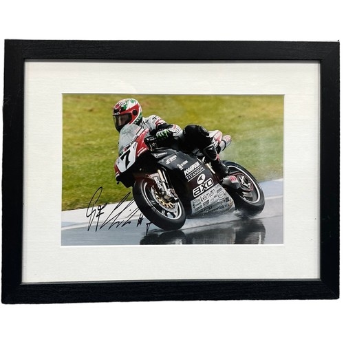 434 - Framed signed Pierfrancesco Chili picture. Chili is a former motorcycle racer who competed in the Su... 