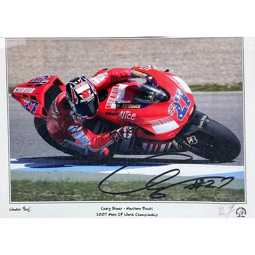 435 - Framed signed Casey Stoner picture. Stoner is a former 2x MotoGP champion. COA from Keith Martin Pho... 