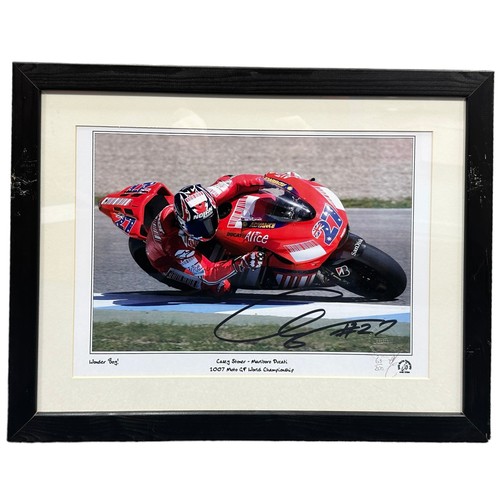 435 - Framed signed Casey Stoner picture. Stoner is a former 2x MotoGP champion. COA from Keith Martin Pho... 