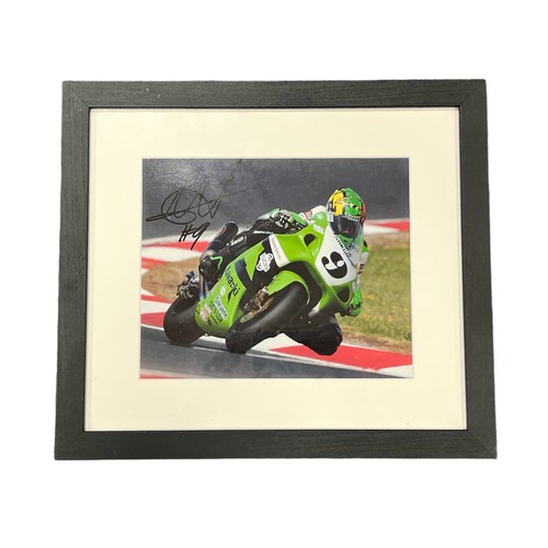 445 - Framed signed Chris Walker picture. Walker is a former British Superbike rider. No COA, frame dimens... 