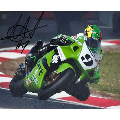 445 - Framed signed Chris Walker picture. Walker is a former British Superbike rider. No COA, frame dimens... 