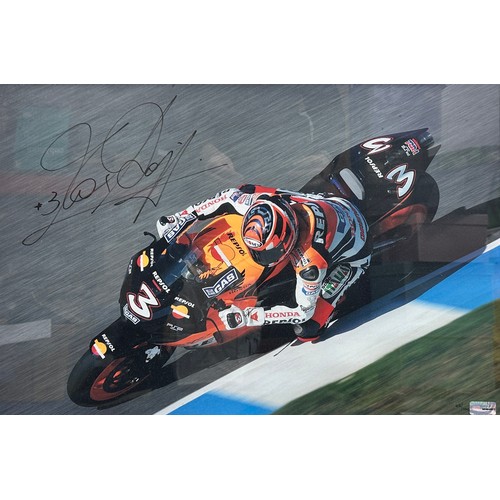 440 - Large framed signed Max Biaggi picture. Framed signed Max Biaggi Picture. Max Biaggi is a former Gra... 