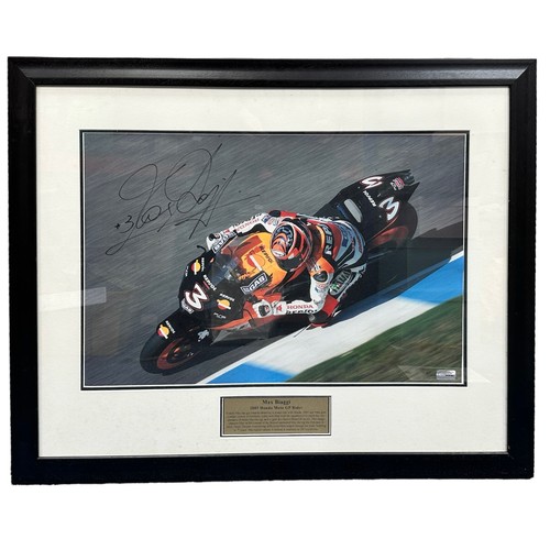 440 - Large framed signed Max Biaggi picture. Framed signed Max Biaggi Picture. Max Biaggi is a former Gra... 