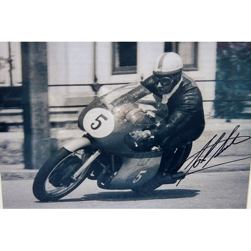 438 - Framed signed John Surtees picture. John Surtees was a British Grand Prix motorcycle road racer and ... 