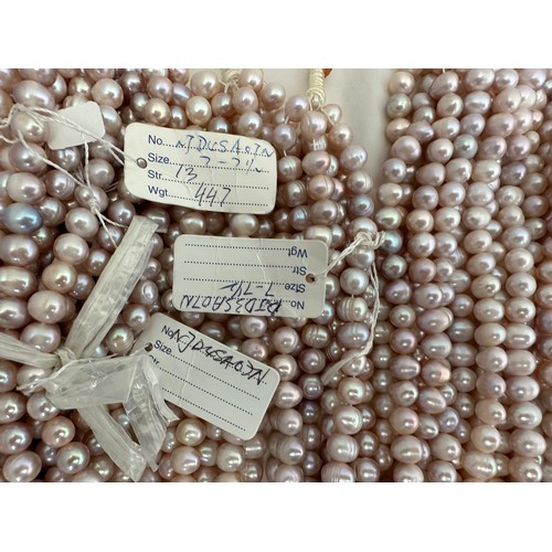 60 - A large quantity of cultured pearl strands (approx 165) for jewellery making. Pearl sizes and shapes... 