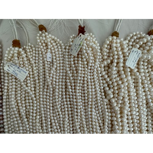 60 - A large quantity of cultured pearl strands (approx 165) for jewellery making. Pearl sizes and shapes... 