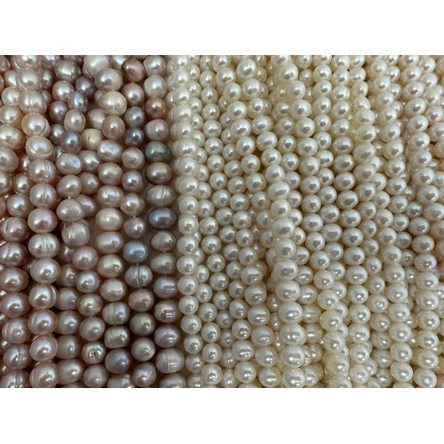 60 - A large quantity of cultured pearl strands (approx 165) for jewellery making. Pearl sizes and shapes... 