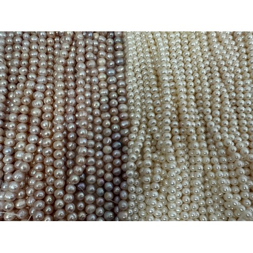 60 - A large quantity of cultured pearl strands (approx 165) for jewellery making. Pearl sizes and shapes... 