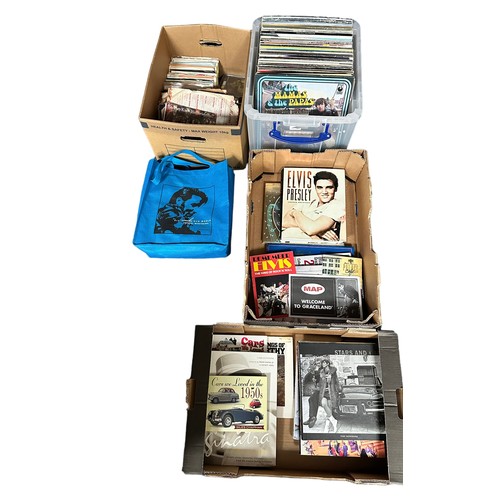 297A - Vinyl collection with Books and Elvis Presley Memorabilia. LPs (approx. 80), singles and CDs, genera... 