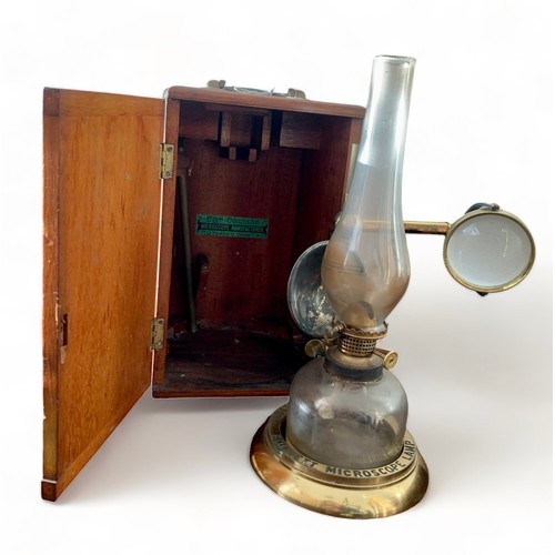 304 - Collins Bockett Microscope Lamp, a boxed late 19th Century Collins Bockett Microsope Lamp, engraved ... 