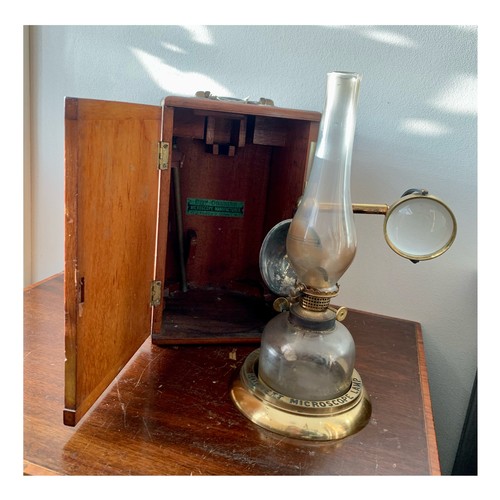 304 - Collins Bockett Microscope Lamp, a boxed late 19th Century Collins Bockett Microsope Lamp, engraved ... 