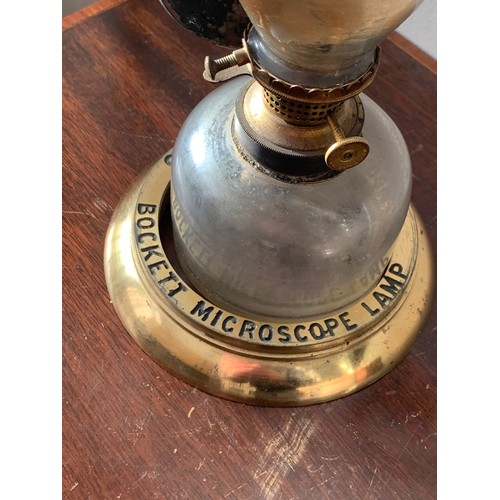 304 - Collins Bockett Microscope Lamp, a boxed late 19th Century Collins Bockett Microsope Lamp, engraved ... 