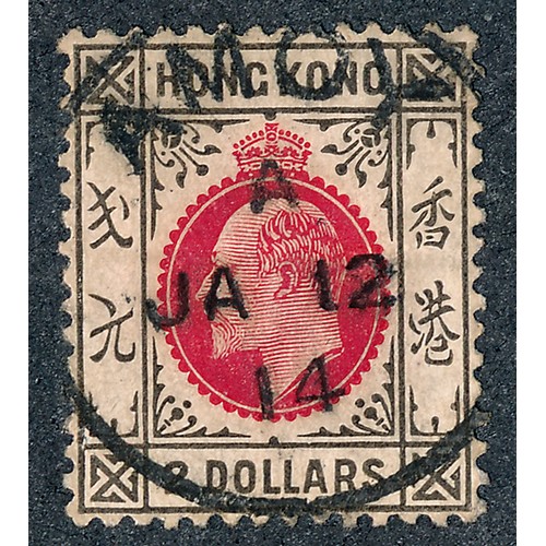 86 - Hong Kong, 1907-11 $2 carmine-red and black (1910) FU with AMOY cancellation, (SG Z81), Cat. £400.