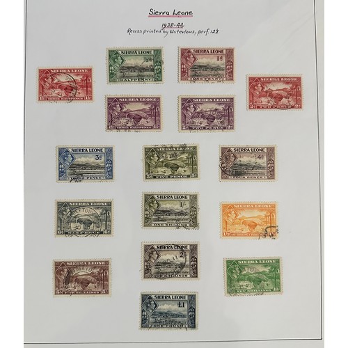 229 - Sierra Leone, 1932- modern collection on loose leaves with 1932 set to 2/ U with £1 Purple fiscal U,... 