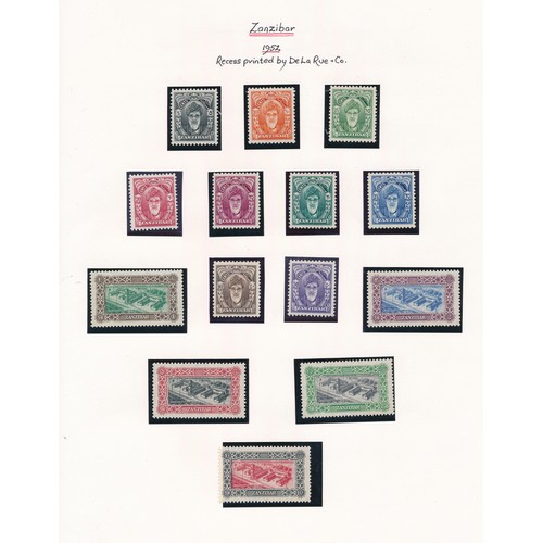 238 - Zanzibar, 1926-1961 range on loose album leaves to include, 1936 set to 10/ U, 1952 set to 10/ UM, 1... 