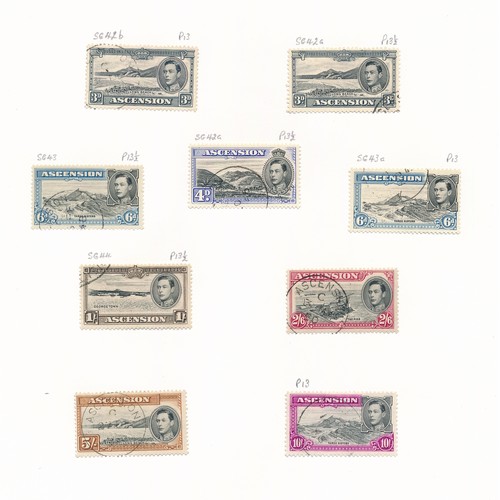 51 - Ascension, 1934-1953 small seln on loose leaves to include; 1934 vals to 5d U and 1938-53 set to 10/... 