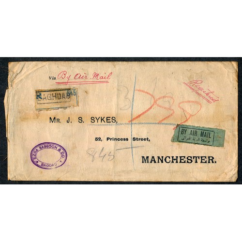 109 - Iraq, interesting Air Mail cover from Baghdad to Manchester circa 1923-1925, sent to Mr J. S. Sykes,... 