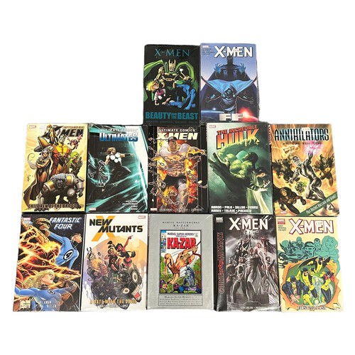 499 - 12 x Marvel Graphic Novel Books. X-Men Children of the Brood, X-Men FF, X-Men Curse of the Mutants, ... 