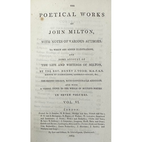 478 - MILTON, JOHN. ‘ The Poetical Works of John Milton ‘ with notes of various authors by the Rev. Henry ... 