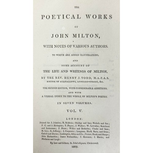 478 - MILTON, JOHN. ‘ The Poetical Works of John Milton ‘ with notes of various authors by the Rev. Henry ... 