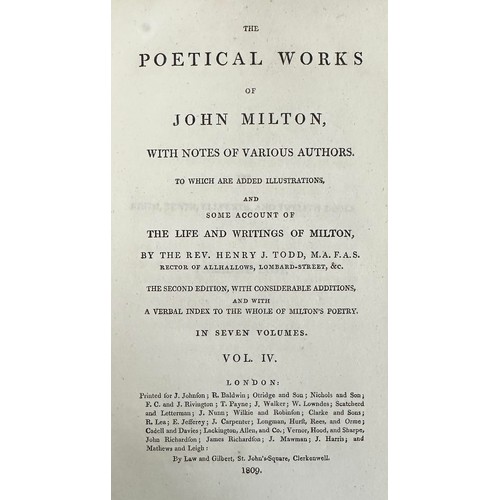 478 - MILTON, JOHN. ‘ The Poetical Works of John Milton ‘ with notes of various authors by the Rev. Henry ... 