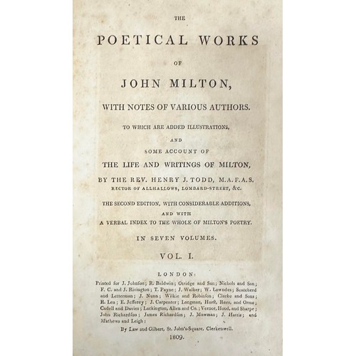 478 - MILTON, JOHN. ‘ The Poetical Works of John Milton ‘ with notes of various authors by the Rev. Henry ... 