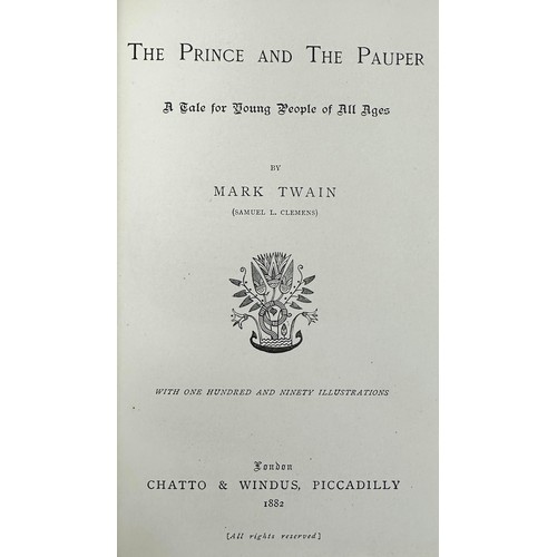 488 - TWAIN, MARK. The Works of Mark Twain. Series of nine rebound 19th Century Mark Twain (Samuel Clemens... 