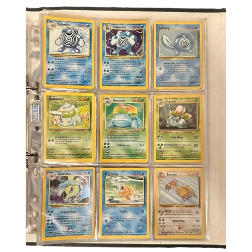 415 - A folder containing 152 Pokemon cards from 1999 Base Set, Jungle and Base Set 2. Including a Holo Ch... 