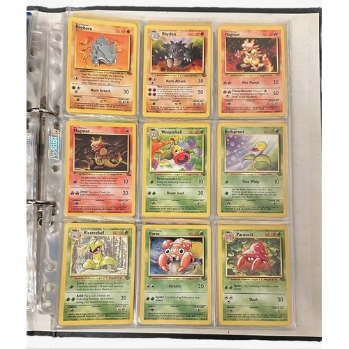 415 - A folder containing 152 Pokemon cards from 1999 Base Set, Jungle and Base Set 2. Including a Holo Ch... 