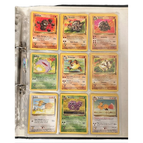 415 - A folder containing 152 Pokemon cards from 1999 Base Set, Jungle and Base Set 2. Including a Holo Ch... 