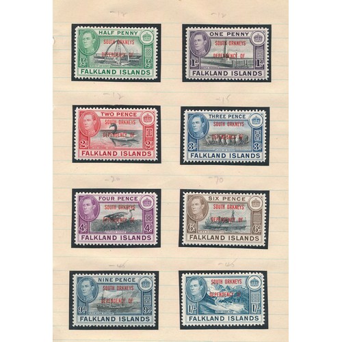 70 - Falkland Islands, small range on loose leaves with 1938-50 set to 10/ M (SG 146-162) Cat. £360 appro... 