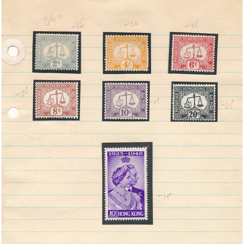 85 - Hong Kong, small range on loose leaves with 1938-52 set to $10 M (less $2 red-orange & $10 green & v... 