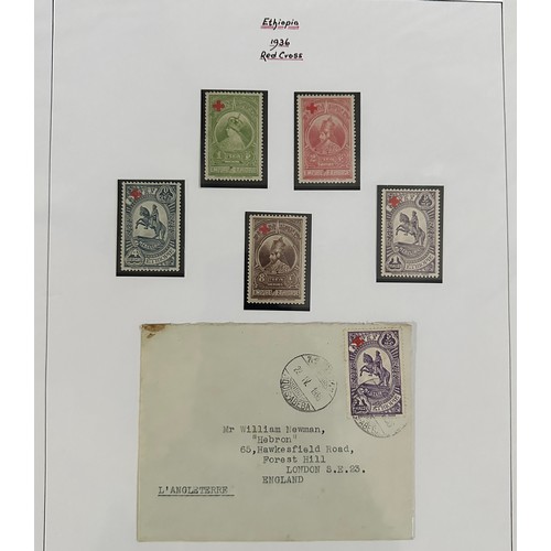 68 - Ethiopia, 1936-2005 collection on loose album leaves to include; 1936 Re Cross cover to England, 193... 