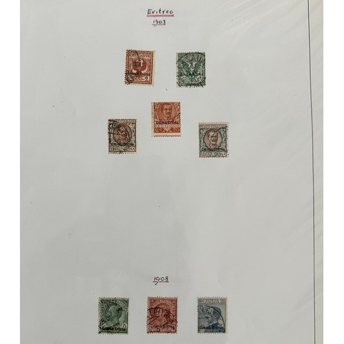 131 - Eritrea, 1903-1934 range on loose album leaves to include; 1910-29 vals to 25c U, 1931 set to 2l.50 ... 