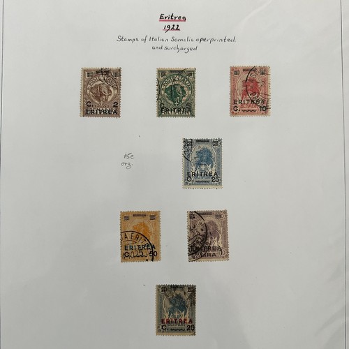 131 - Eritrea, 1903-1934 range on loose album leaves to include; 1910-29 vals to 25c U, 1931 set to 2l.50 ... 