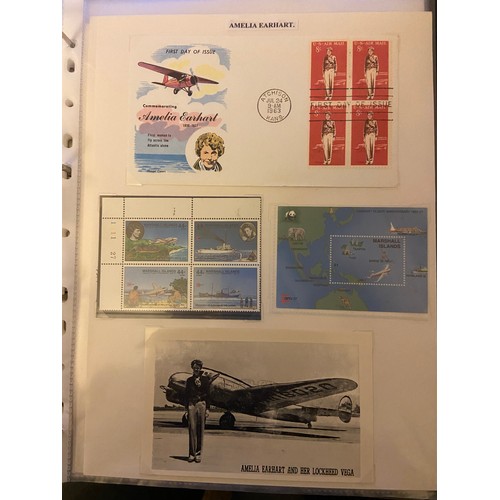 242 - Thematics Amelia Earhart M/U collection in binder, incl a good selection of covers with FDC`s, Post ... 