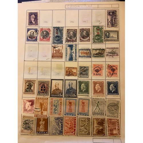 84 - Greece early to modern M/U collection on leaves, incl many later commemorative sets UM etc (100`s)