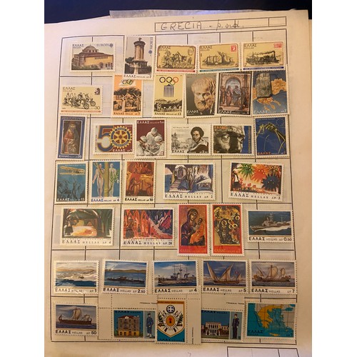 84 - Greece early to modern M/U collection on leaves, incl many later commemorative sets UM etc (100`s)