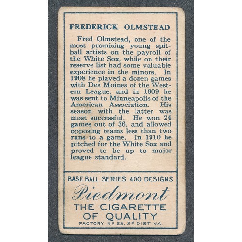 392 - American Tobacco Company Baseball Series T205, single card gold border, Piedmont back, Fred Olmstead... 