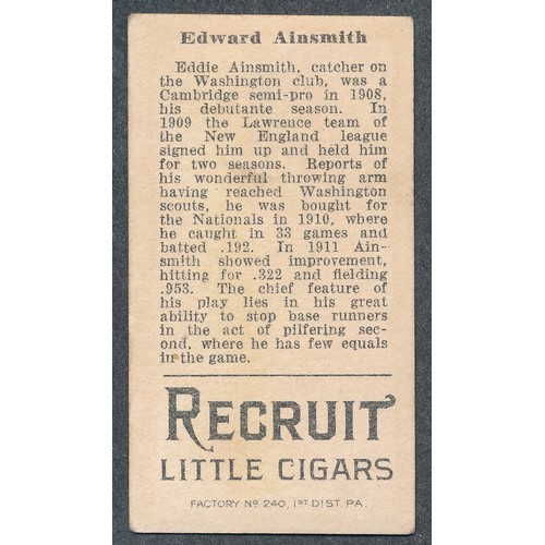 397 - American Tobacco Company Baseball Series T207 brown background, single card, Recruit back - Edward A... 