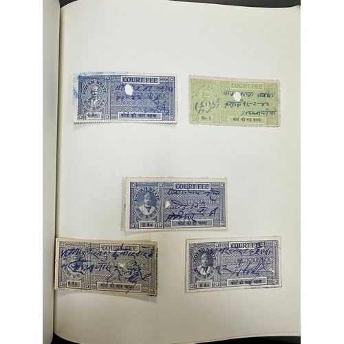 90 - India, range of interesting revenues in album, including; Court Fees etc from Jaipur, Bundi State, B... 