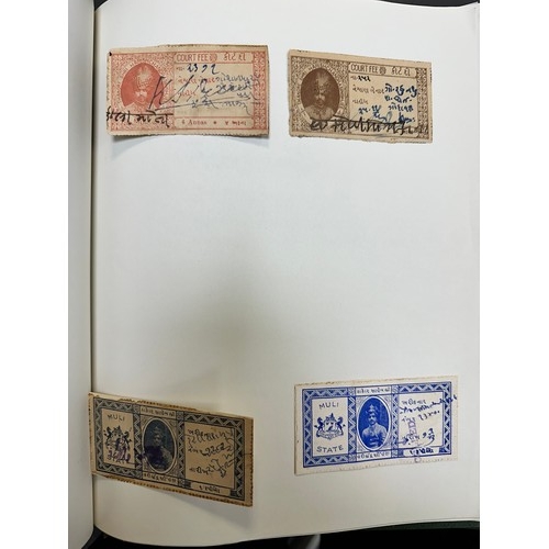 90 - India, range of interesting revenues in album, including; Court Fees etc from Jaipur, Bundi State, B... 