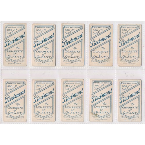 400 - American Tobacco Company Baseball Series T206 white order, range of ten cards, all Piedmont back, in... 