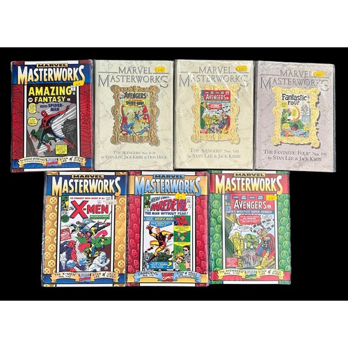 505 - 7x Marvel Masterworks Hardback Books. Includes The Fantastic Four vol 2, The Avengers no's 1-10, The... 