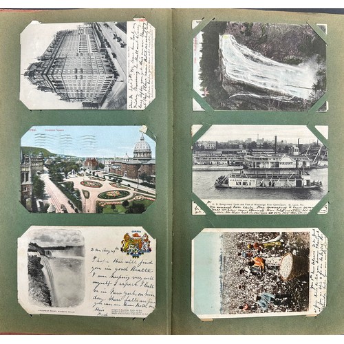 440 - Postcard collection (330+), in mixed condition, in old album and loose, with some RP's, topographica... 