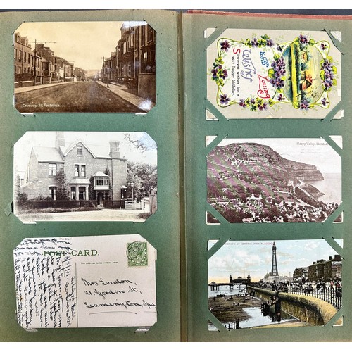 440 - Postcard collection (330+), in mixed condition, in old album and loose, with some RP's, topographica... 