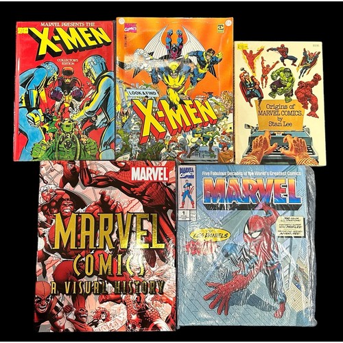 510 - 5x Books on Marvel comics. Includes X-Men: Look and find, X-Men: Collectors Edition, Origins of Marv... 